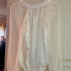Abercrombie & Fitch Sheer Long Sleeve White Thong Body Suit